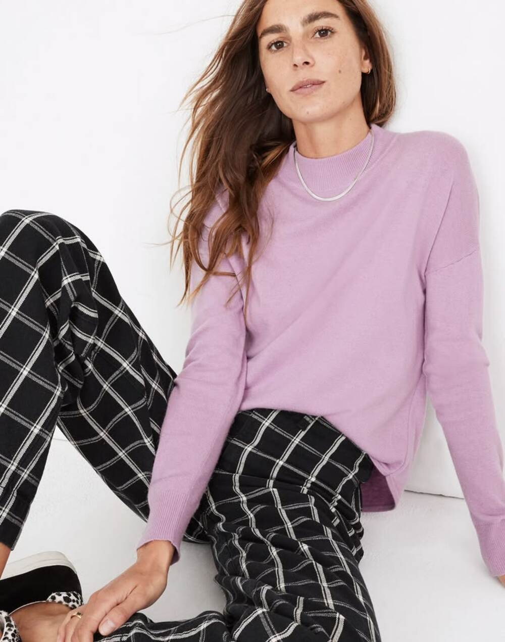 Madewell Ashbury Soft Lilac Merino & Alpaca Wool Blend Mockneck Pullover Sweater